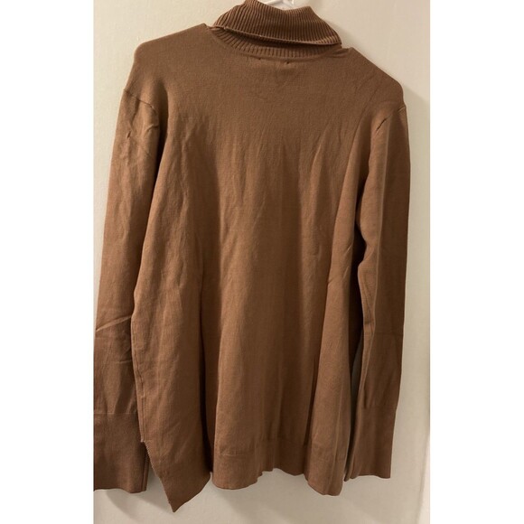 IMAN Womens Global Chic Turtleneck Sweater w Button Cuffs Rayon Blend LG Caramel - Picture 10 of 10